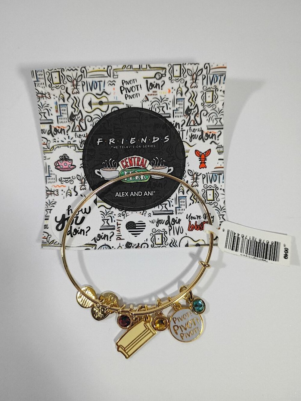 Alex and Ani Friends TV Bracelet Pivot Couch Gold Charm New with Tags Expandable